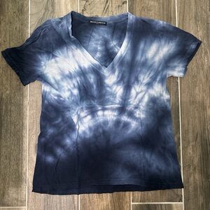 Brandy Melville Navy blue tie dye v-neck shirt
